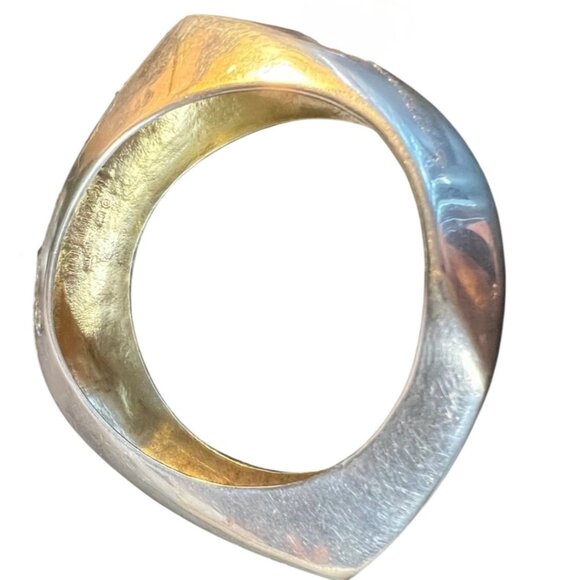 Modern Style Sterling Silver Abstract Bangle Bracelet 130.93g Marked 925 - Picture 1 of 7